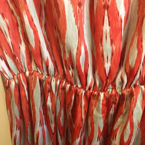 Orange patterned sheath dress with elastic waist - Picture 5 of 6